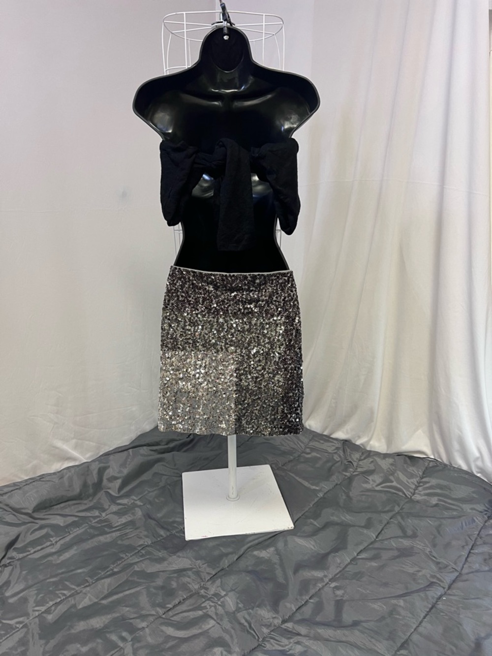 Express Silver Ombre Sequin Mini Skirt